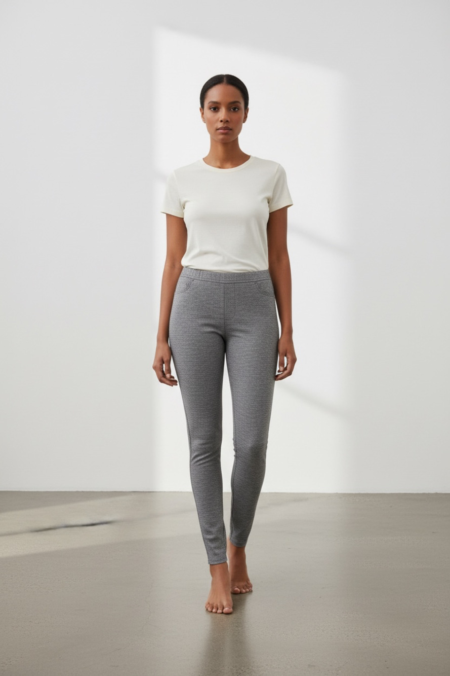 Michael Michael Kors Grey Knit Pull-On Jeggings Leggings Size L